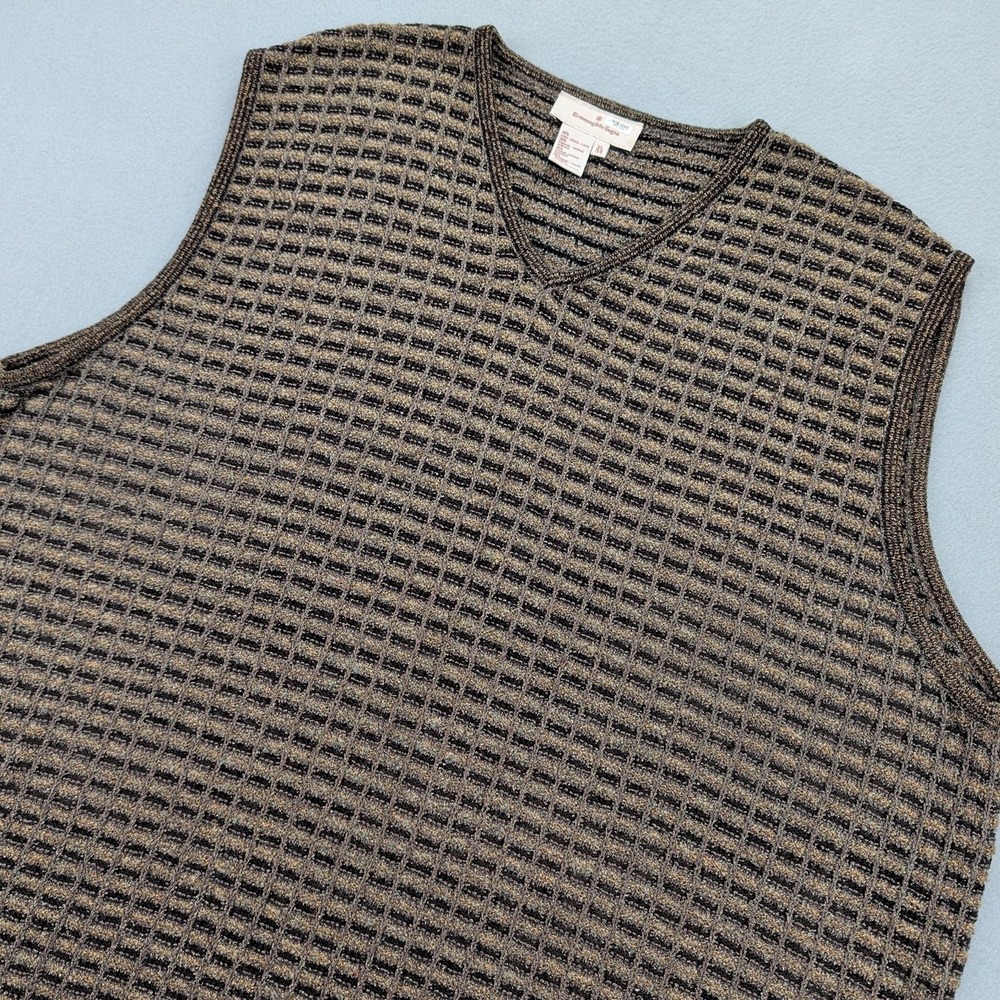 Ermenegildo Zegna Sweater Vest Mens XL Brown Gray Textured Wool Blend Made Italy